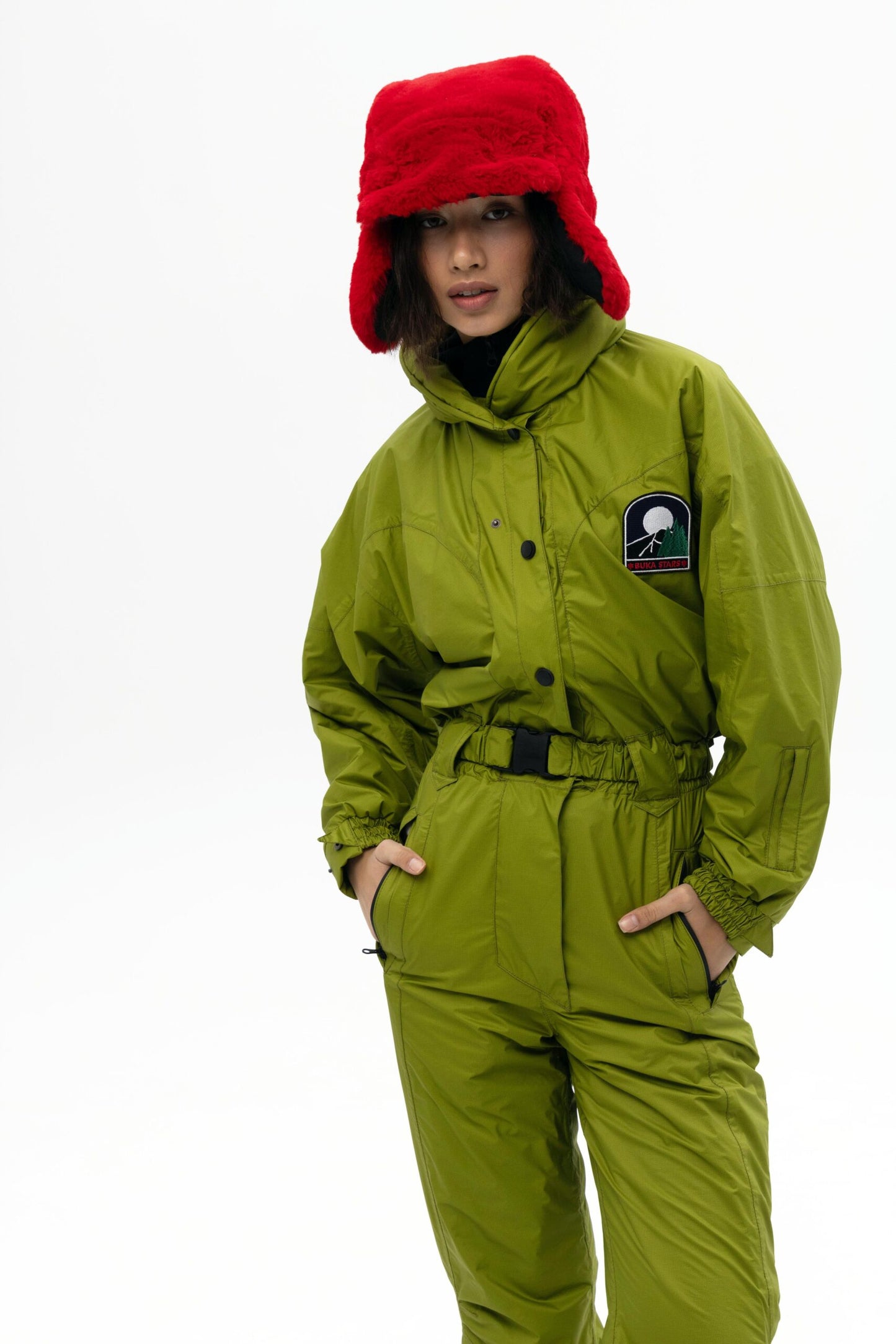 Жіночий салатовий комбінезон для лиж та сноуборду