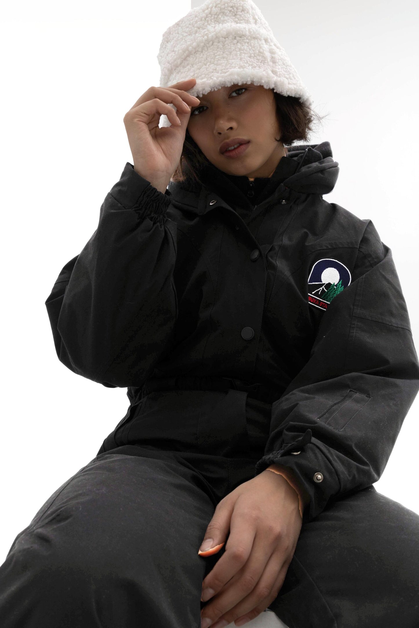 Жіночий чорний водонепроникний лижний комбінезон