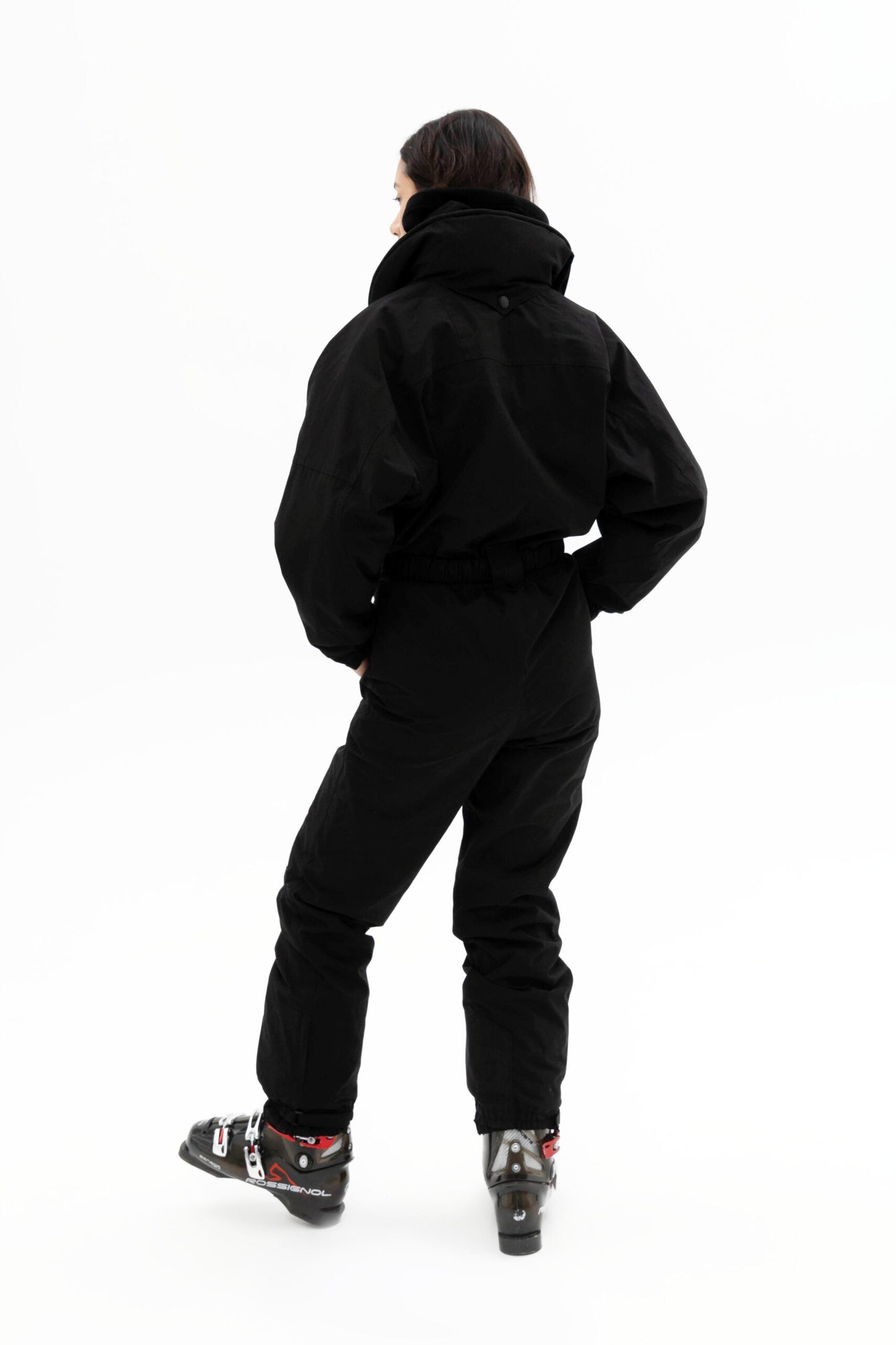 Жіночий чорний водонепроникний лижний комбінезон