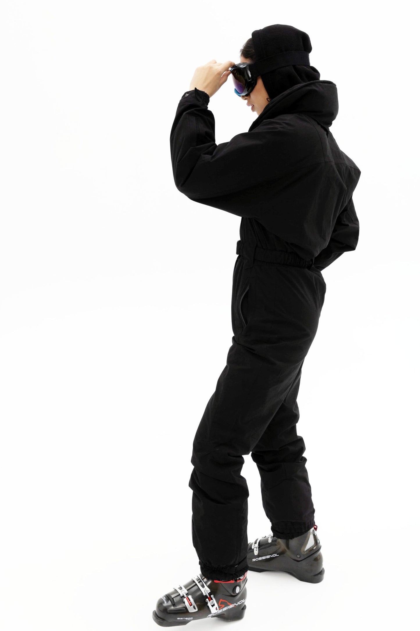 Жіночий чорний водонепроникний лижний комбінезон