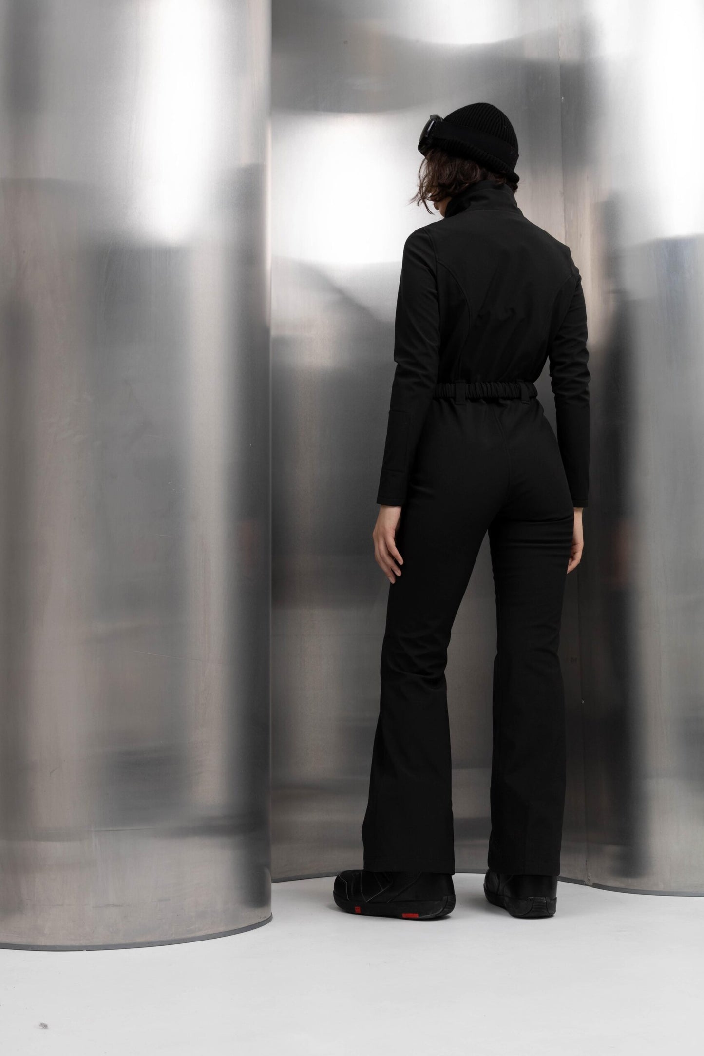 Жіночий чорний зимовий лижний комбінезон Softshell | Водонепроникний костюм для лиж та сноуборду