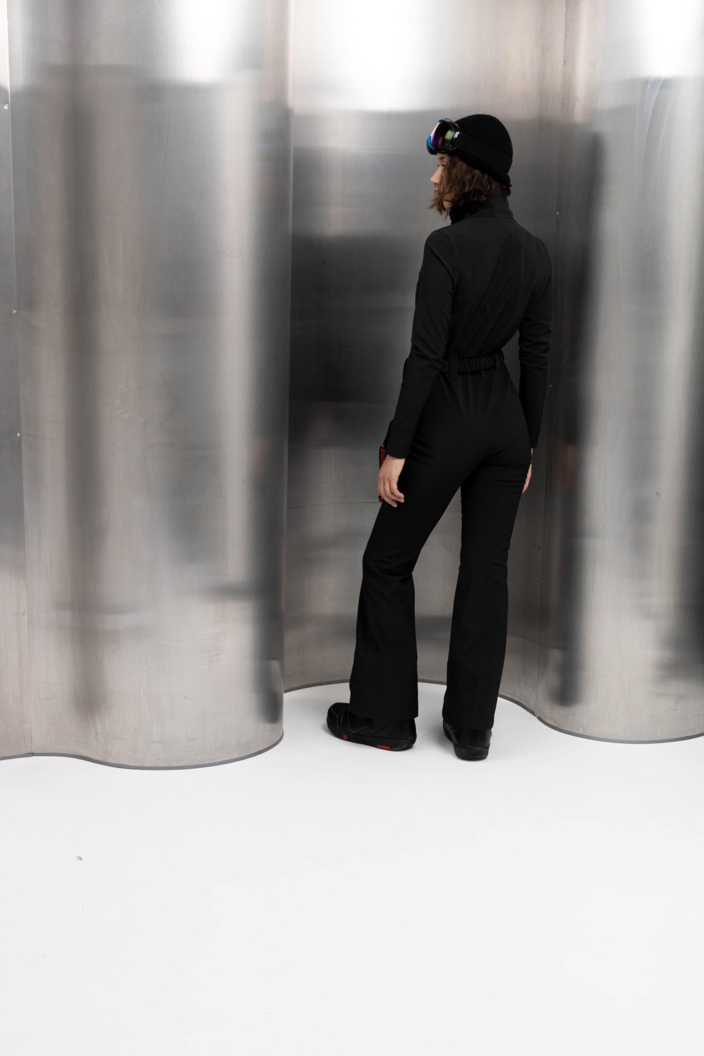 Жіночий чорний зимовий лижний комбінезон Softshell | Водонепроникний костюм для лиж та сноуборду